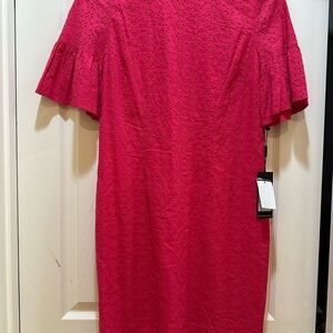 Karl Lagerfeld Paris Pink Eyelet Dress Size 8 NWT Elegant Summer Midi